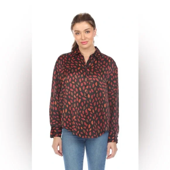 🆕 Johnny Was Workshop 100% SILK Amora Boxy Charmeuse Shirt Boho Chic NWOT - Picture 9 of 14